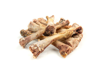 Chicken Leftovers Isolated, Cleanly Gnawed Bones, Gnawed Bare Bones after Dinner, Eaten Clean Lunch