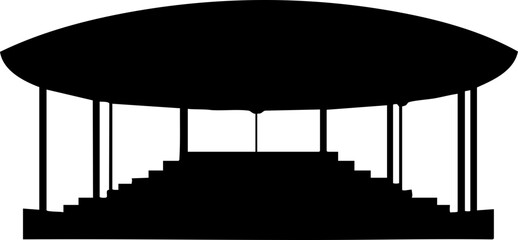 Naklejka premium Vector Illustration of a Silhouetted Pavilion with Stairs, Suitable for Event Designs and Architectural Concepts