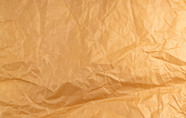Crumpled Craft Paper, Rugged Wrapping Old Paper Texture, Empty Brown Wrinkled Sheet Scrap Top View
