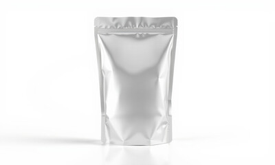 sleek, shiny foil pouch mockup ideal for packaging products, showcasing modern design. Perfect for food, snacks, or cosmetics
