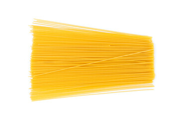 Raw spaghetti isolated, dry spagetti, long wheat noodles, uncooked italian macaroni bundle