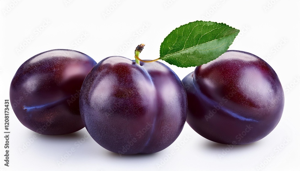 Poster plums isolated on white background