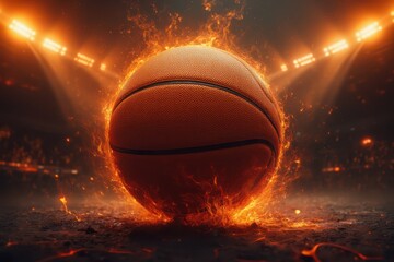 basketball ball with fire and smoke