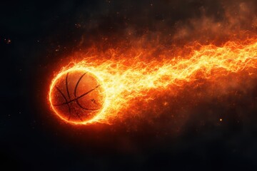 Fototapeta premium basketball ball in fire with smoke coming out of it