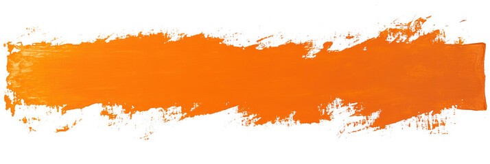 Rectangular orange paint brush stroke on white background in abstract art style