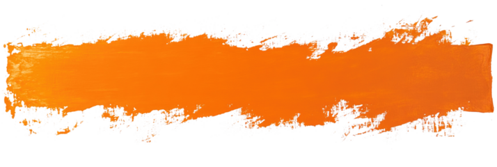 Rectangular orange paint brush stroke on white background in abstract art style