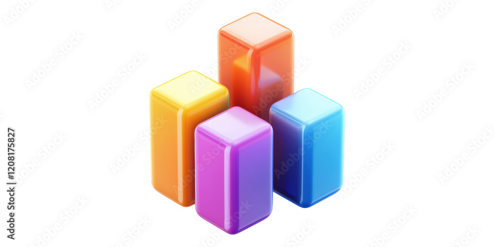 Aufkleber colorful building blocks arranged in vertical formation isolated on transparent background
