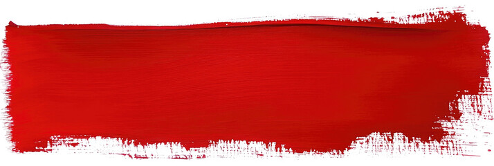 Bold red brush stroke on white background offers a striking visual contrast in abstract art