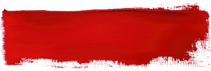 Bold red brush stroke on white background offers a striking visual contrast in abstract art