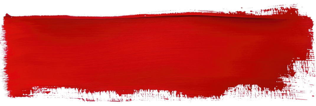 Bold red brush stroke on white background offers a striking visual contrast in abstract art