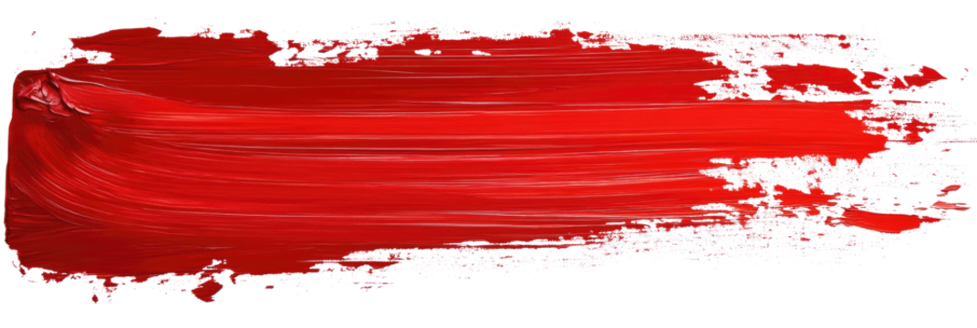Vibrant red brush stroke on white background evokes bold emotions and creativity in abstract form