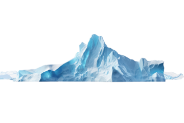 Iceberg floating calmly in a serene polar landscape under soft blue skies isolated on transparent background
