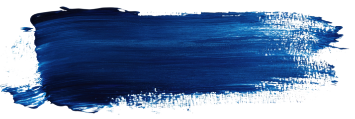 Rectangular ultramarine blue paint stroke against a clean white background in abstract style