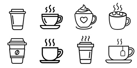 Obraz premium Various drink icons showcasing hot beverages perfect for winter and cozy gatherings