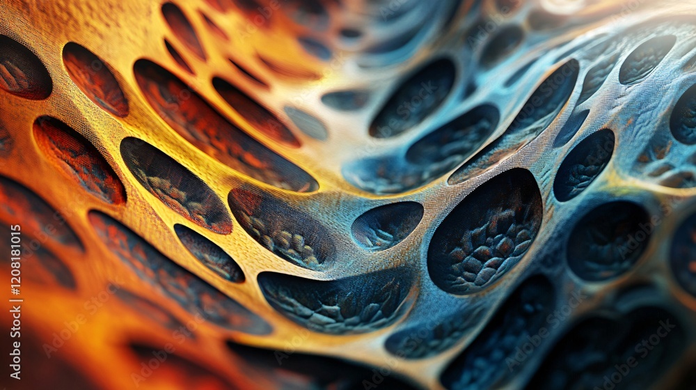 Poster intricate abstract design showcasing vivid colors and organic shapes, creating a mesmerizing visual 