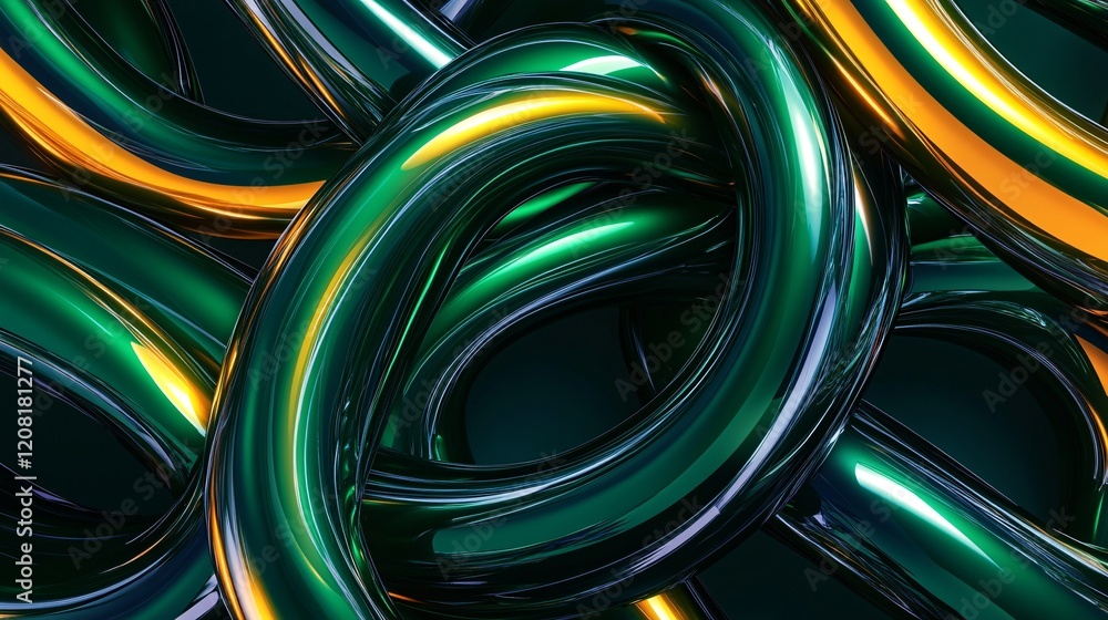 Aufkleber colorful metallic loops intertwine, creating a dynamic and visually striking abstract composition.