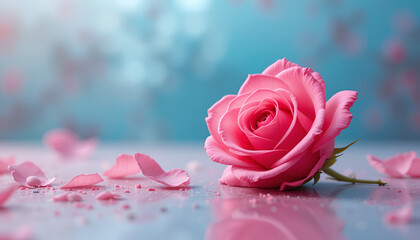 pink rose with drops | valentine flowers 