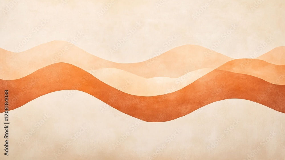 Poster abstract wave patterns in warm earth tones create a calming, fluid backdrop.