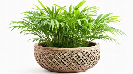 Naklejka premium Areca Palm in Decorative Pot Isolated on White Background