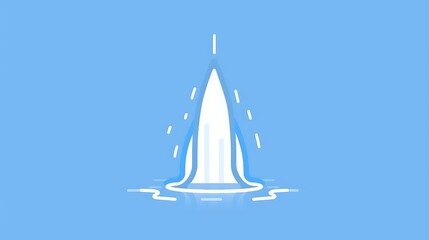 Clean linear icon of a geyser, in shades of white and blue. Simple lines, minimalistic and natural design.