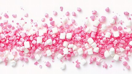 Pink and White Sweet Fluffy Marshmallows Spread on White Surface