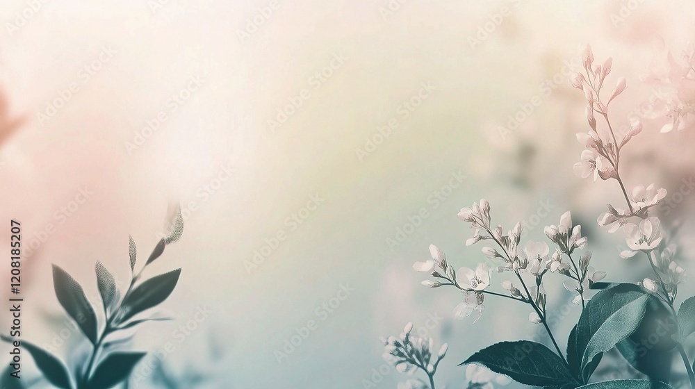 Poster soft gradient abstract background with delicate floral elements