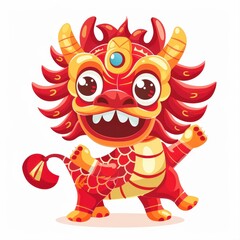 Fototapeta premium A cartoon dragon with a red body