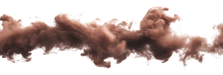Thick mocha mousse color smoke cloud on a white background creating a dramatic effect