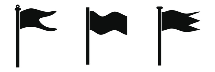 Fototapeta premium Set of black flag icon. Flag icon.