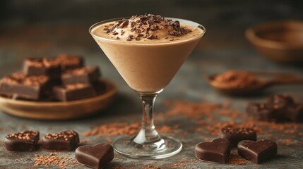 Delicious Chocolate Martini with Heart-Shaped Chocolates