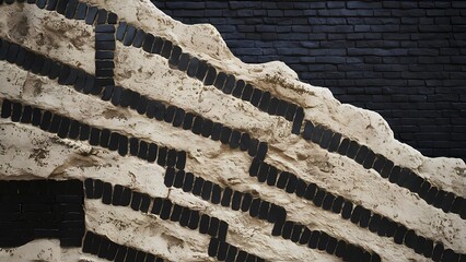 Texture of a stone wall, Black wall as background, texture of a black brick wall brickwork background for design, white texture background for Old white brick rough surface.