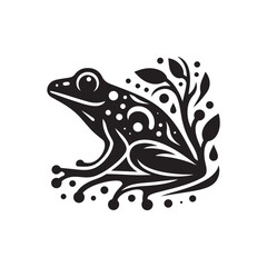 Black Color Frog silhouette design Vector Illustration, Solid White Background (5).eps