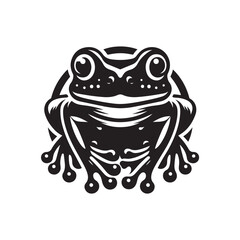 Black Color Frog silhouette design Vector Illustration, Solid White Background (11).eps