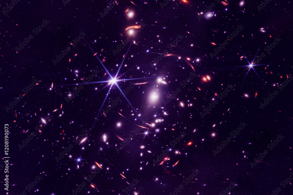 Sticker distant stars in deep space. elements of this image furnished by nasa