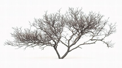 Fototapeta na wymiar Isolated Ornamental Tree with Intricate Branch Lines on White Background
