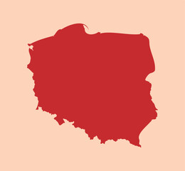 Obraz premium Poland simple flat red map