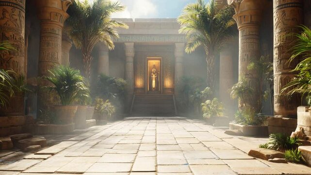 Ancient Egypt landscape with Mystic Atmosphere. Time-laps