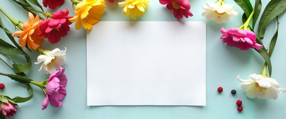 Obraz premium Rainbow floral frame design