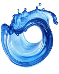 Rich blue liquid wave on a transparent background conveying motion and fluidity