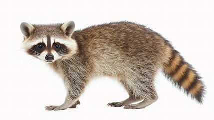 Fototapeta premium Raccoon Standing Alertly in Isolated Environment with Unique Features