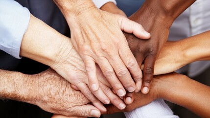 A group of people holding hands in a circle