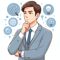 a boy is thinking vector