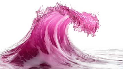 Rich pink liquid wave flowing gracefully on a white background