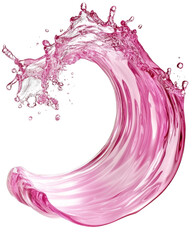 Wave of rich pink liquid flowing gracefully against a white background