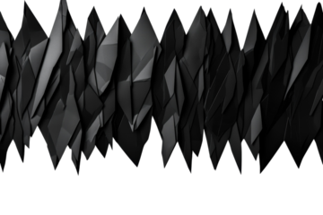 Abstract black and white paper installation creates a striking visual effect in modern interior design isolated on transparent background