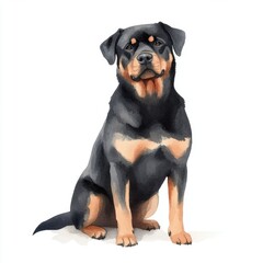 Obraz premium Rottweiler dog portrait in watercolor style
