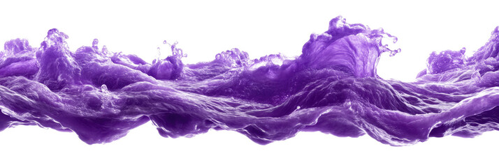 Rich purple wave of liquid flowing on a clean white background with transparency