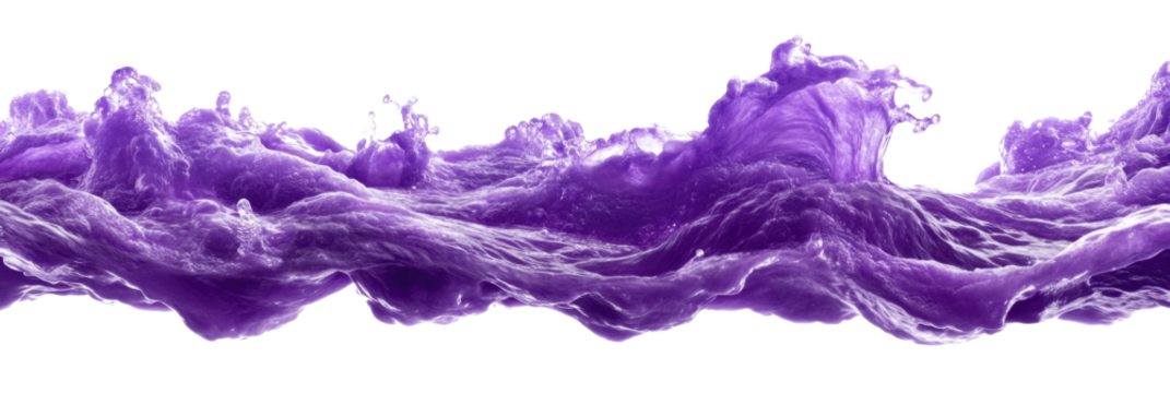 Rich purple wave of liquid flowing on a clean white background with transparency