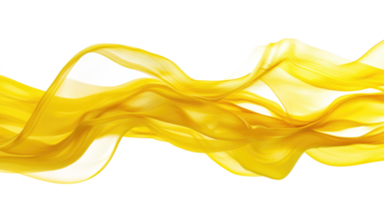 Yellow liquid wave flowing on a transparent background for artistic use and design needs