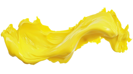 Vibrant yellow liquid wave flowing with dynamic movement on a transparent background